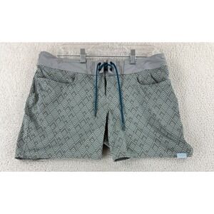 NRS Beda Board Shorts Womens Size 8 Gray Geo Print Four Way Stretch Beach Surf
